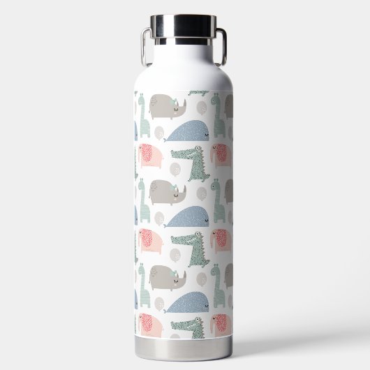 Funny Face Niedlich Doodle Tiermuster Trinkflasche (Vorderseite)