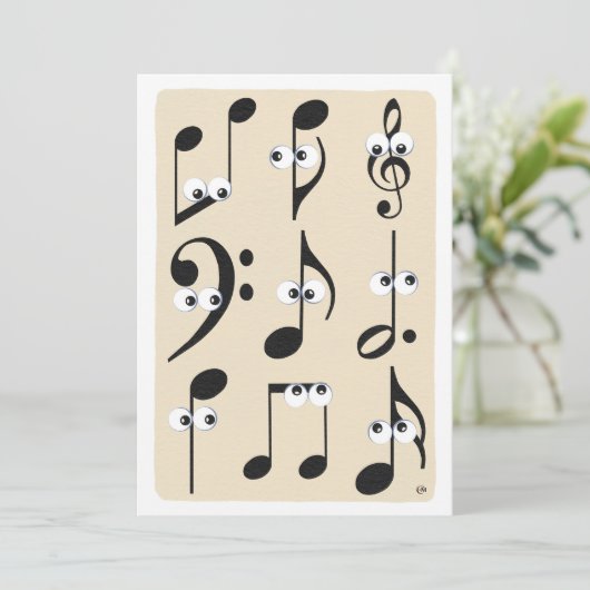 Funny-face Notes Music Erwägungsgrund Einladung (Stehend Vorderseite)