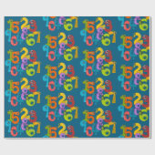 Funny Face Numbers Design Wrapping Paper Geschenkpapier (Flach)