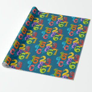 Funny Face Numbers Design Wrapping Paper Geschenkpapier