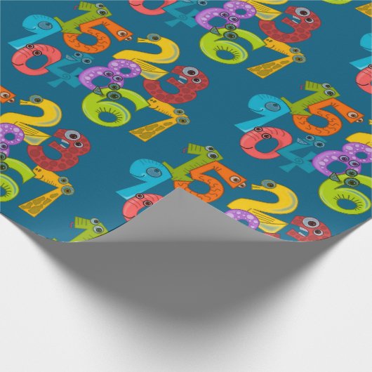 Funny Face Numbers Design Wrapping Paper Geschenkpapier (Ecke)