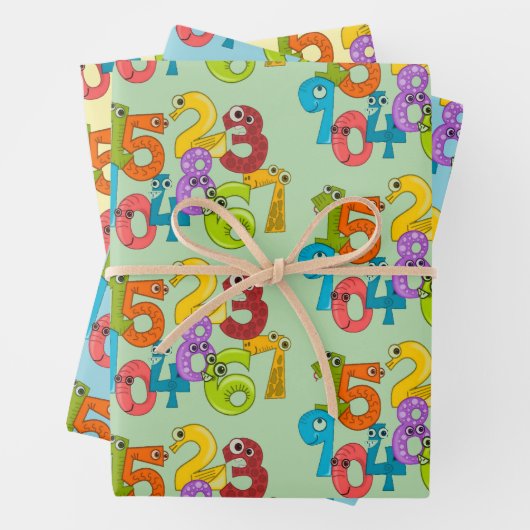Funny Face Numbers Design Wrapping Paper Geschenkpapier Set (Beispiel)