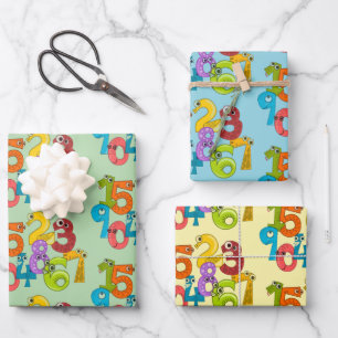 Funny Face Numbers Design Wrapping Paper Geschenkpapier Set
