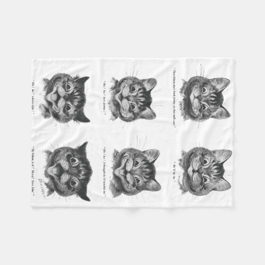 Funny Face of Cat, Louis Wain Fleecedecke (Vorderseite (Horizontal))