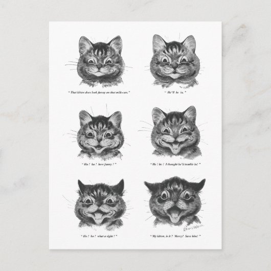 Funny Face of Cat, Louis Wain Postkarte (Vorderseite)