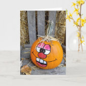 funny face on painted pumpkin karte (Gelbe Blume)