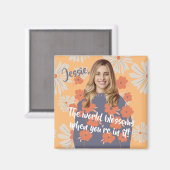 Funny Face | Schönes Blumenmädchen Foto Name Magnet (Vorderseite/Rückseite)