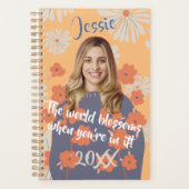 Funny Face | Schönes Blumenmädchen Foto Name Planer (Vorderseite)