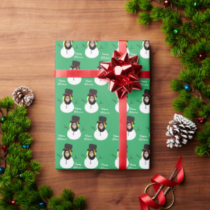Funny Face Snowman Frohe Weihnachts-Foto Custom Geschenkpapier