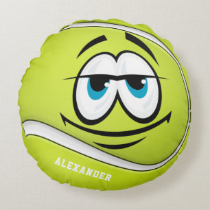 Funny Face Tennis Ball Erstellen Sie Ihren eigenen Rundes Kissen