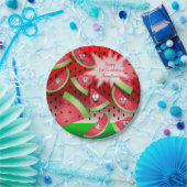 Funny Face Watermelon Design Pappteller (Party)