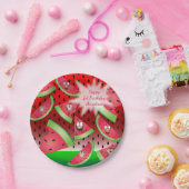 Funny Face Watermelon Design Pappteller (Party)