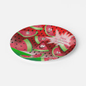 Funny Face Watermelon Design Pappteller (Schrägansicht)