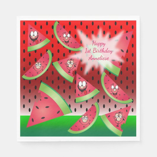 Funny Face Watermelon Design Serviette (Vorderseite)