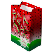 Funny Face Watermelon Kid's Geburtstag Mittlere Geschenktüte (Rückseite Schrägansicht)