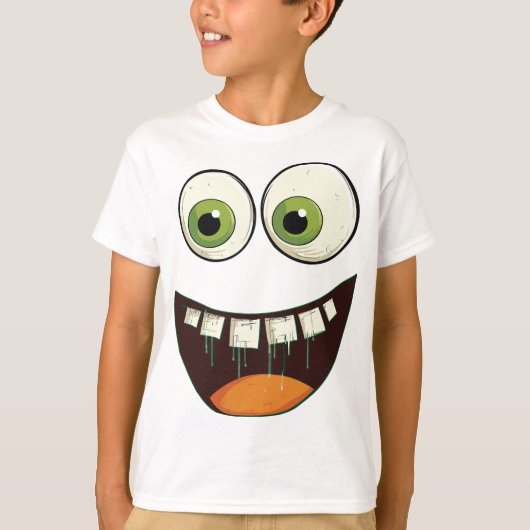 Funny Face with Green Googly Eyes Überraschend Ope T-Shirt (Vorderseite)