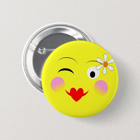 Funny Faces Emotional Niedlich Button (Vorne & Hinten)