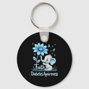 Funny Faith Elephant Sunflower Ribbon Diabetes Awa Schlüsselanhänger