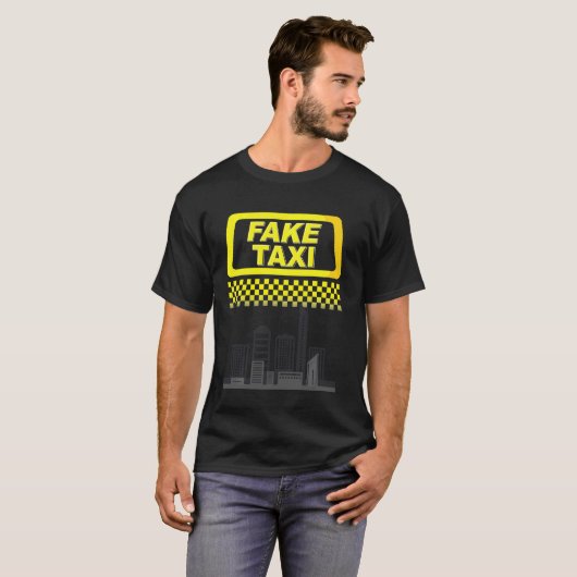 Funny Fake Taxi Gelber Führer T-Shirt (Vorne ganz)