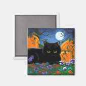 Funny Fall Cats Moon Creationarts Magnet (Vorderseite/Rückseite)