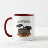 Funny Fall Crows Bobbing für Äpfel Herbst Apfelwei Tasse (Links)
