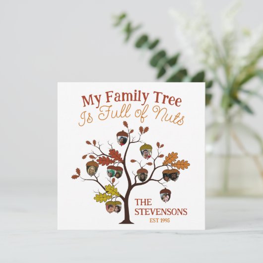Funny Fall Foto Familienbaum ist voller Nuts (Stehend Vorderseite)
