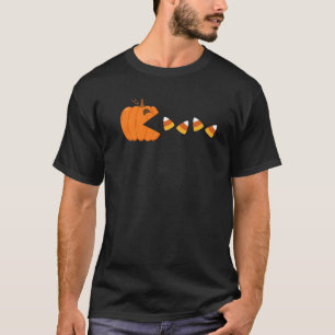 Funny Fall Halloween Pumpkin Eating Candy Corn Aut T-Shirt