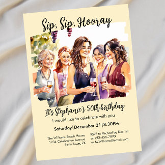 Funny Fall Wein Degusting Frau's 50. Geburtstag Einladung