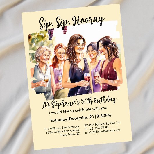 Funny Fall Wein Degusting Frau's 50. Geburtstag Einladung