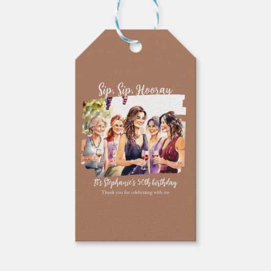 Funny Fall Wein Degusting Frau's 50. Geburtstag Geschenkanhänger (Vorderseite)