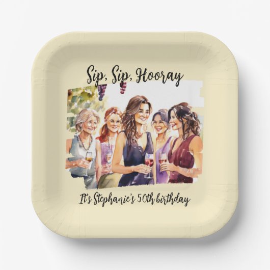 Funny Fall Wein Degusting Frau's 50. Geburtstag Pappteller (Vorderseite)