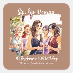 Funny Fall Wein Degusting Frau's 50. Geburtstag Quadratischer Aufkleber