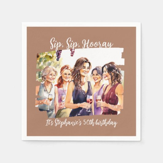 Funny Fall Wein Degusting Frau's 50. Geburtstag Serviette (Vorderseite)