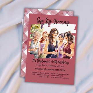 Funny Fall Wine Tasting Woman's 40th Birthday Einladung