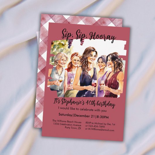 Funny Fall Wine Tasting Woman's 40th Birthday Einladung