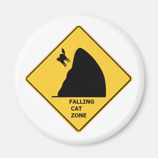 Funny Falling Cat Zone Sign Magnet (Vorne)