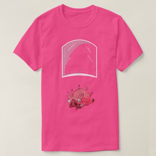 Funny Falling Pig Pocket T-Shirt (Design vorne)
