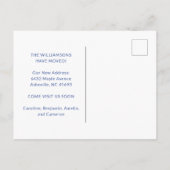 Funny Familienangebot Wir haben neue Adresse blau  Postkarte (Rückseite)