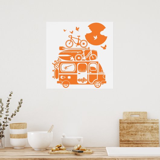 Funny Familienurlaub Campervan Poster (Küche)