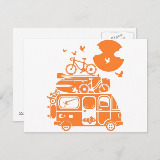 Funny Familienurlaub Campervan Postkarte (Vorne/Hinten)