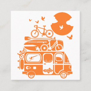 Funny Familienurlaub Campervan Quadratische Visitenkarte