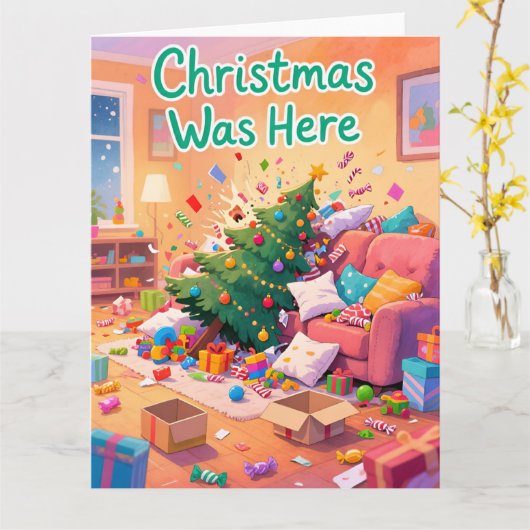 Funny Family Christmas Card Christmas Was Here Karte (Gelbe Blume)