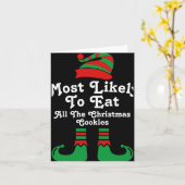Funny Family Christmas Most Likely To Elf T Shirt Karte (Gelbe Blume)