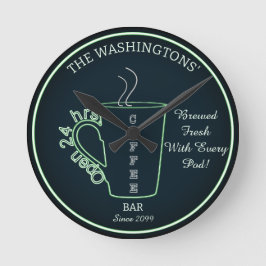 Funny Family Coffee Bar Wall Clock Runde Wanduhr
