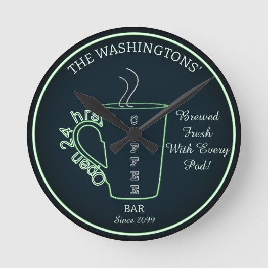 Funny Family Coffee Bar Wall Clock Runde Wanduhr (Vorderseite)