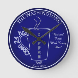 Funny Family Coffee Bar Wall Clock Runde Wanduhr