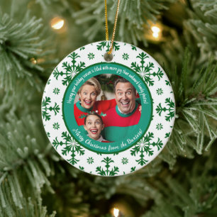 Funny Family Foto gefüllt mit Joy Green & White Keramik Ornament