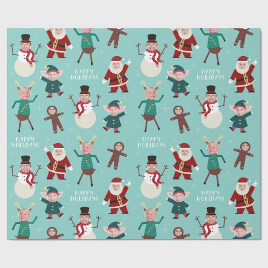Funny Family Foto Holiday Wrapping Paper Geschenkpapier (Flach)