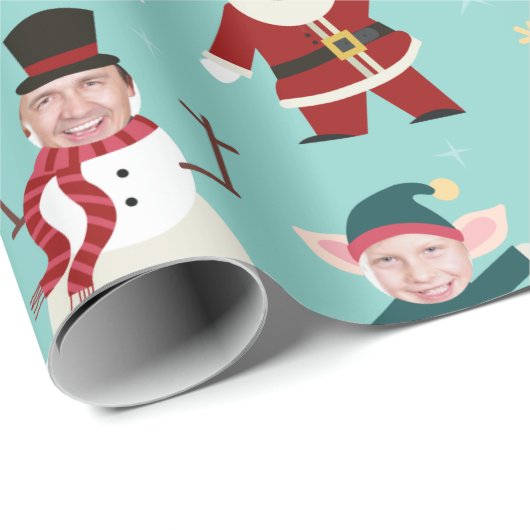 Funny Family Foto Holiday Wrapping Paper Geschenkpapier (Rolleneckpunkt)