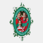 Funny Family Foto mit Joy & Green Pattern Ornament Karte (Rechts)